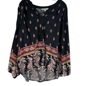 Tantrums Floral Paisley Printed Multicolored Blouse Top Size XXL